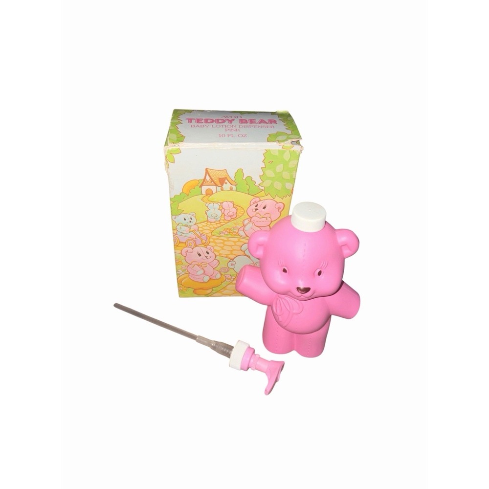 Vintage 1981 UNUSED Avon Teddy Bear‎ Baby Lotion/Soap Dispenser Pink W/Box